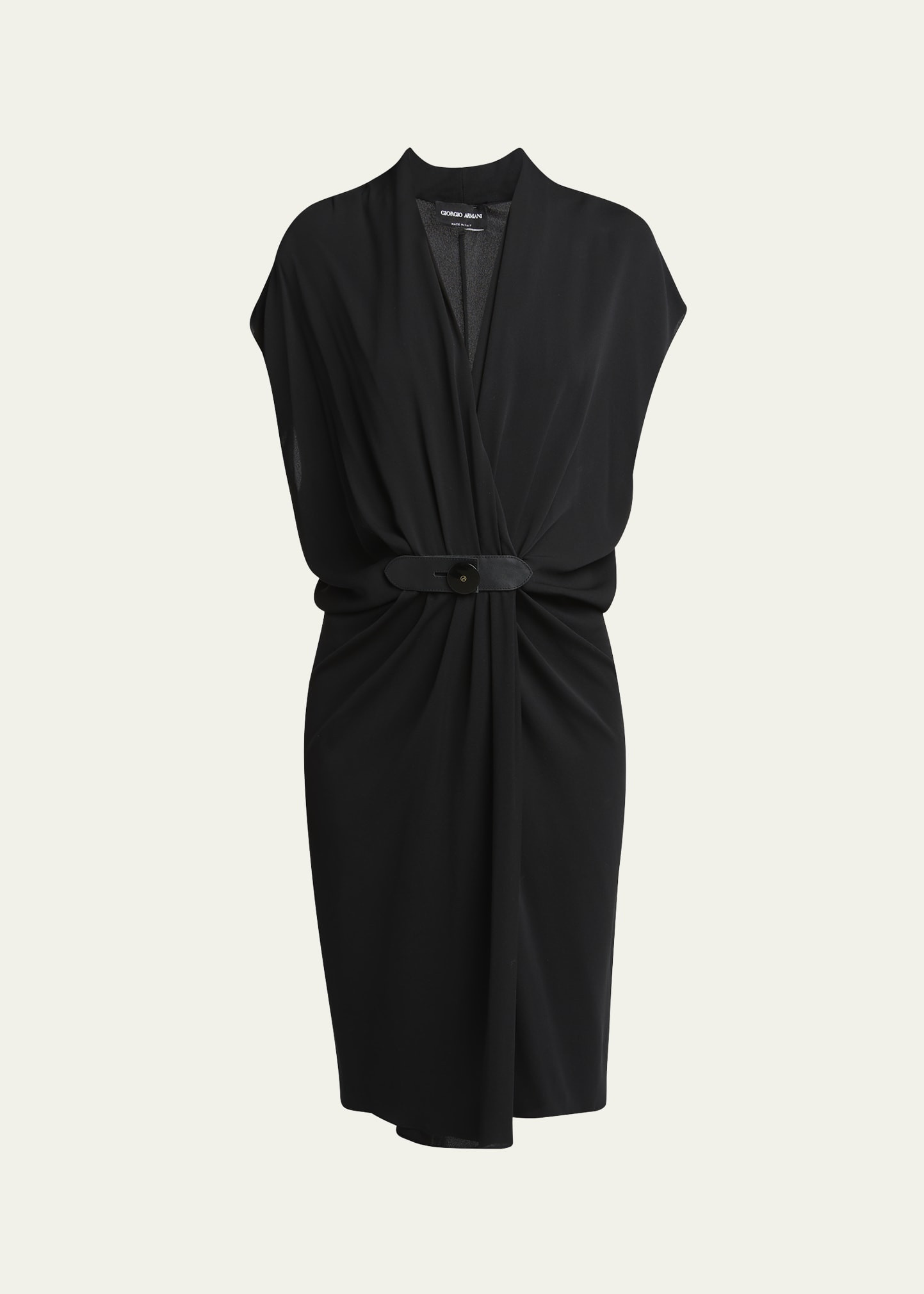 Giorgio Armani Gathered Leather Buckle Silk Dress | Bergdorf Goodman