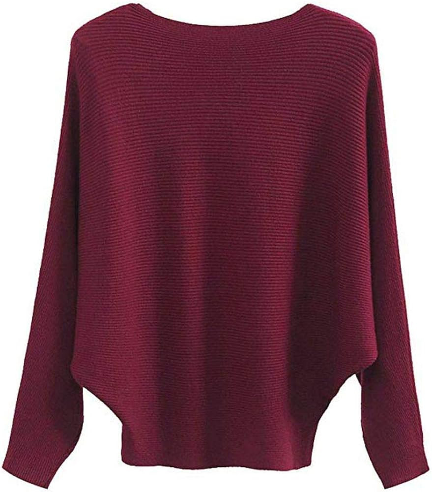 EDSTAR Women Dolman Batwing Sleeves Knitted Sweaters Winter Boat Neck Pullovers Tops | Amazon (US)