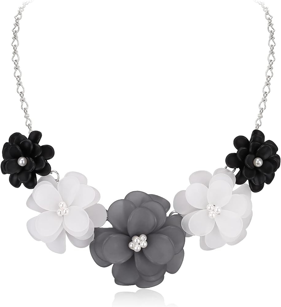 Flyonce Flower Collar Necklace, Floral Flower Statement Summer Beach Chokers Necklaces for Women ... | Amazon (US)