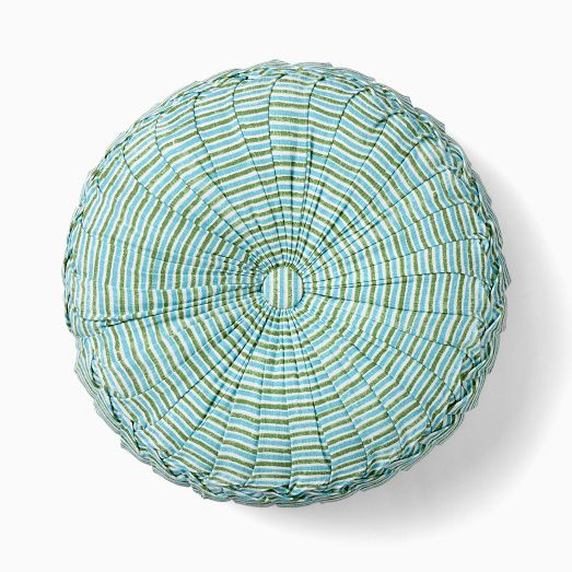 Pleated Stripe Round Pillow | West Elm (US)