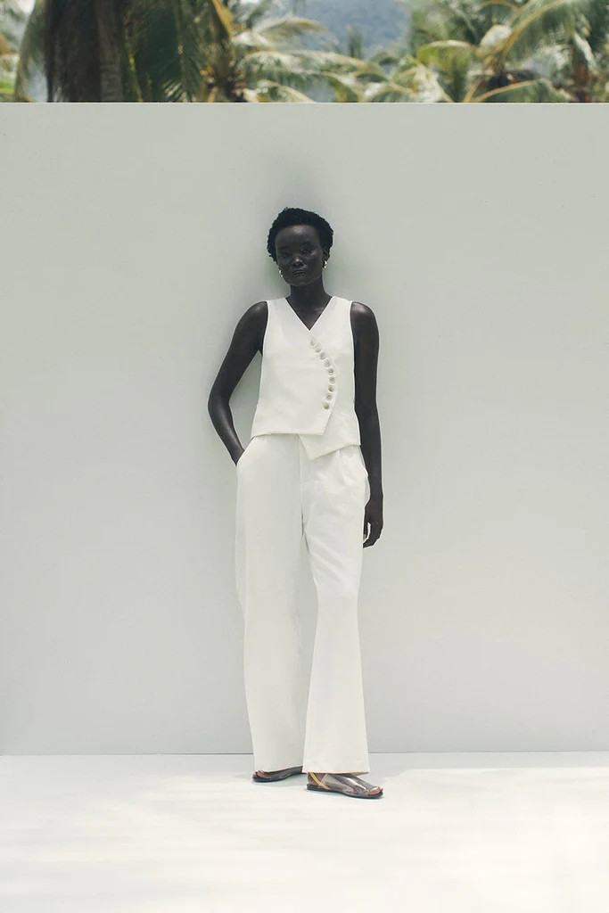 CELINE CREAM ASYMMETRICAL TOP | DISSH