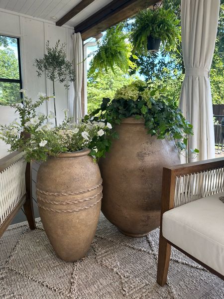Olive jar planters! Lightweight so they can easily be moved!! Organic modern porch style. Deck. Patio  

#LTKhome #LTKSeasonal