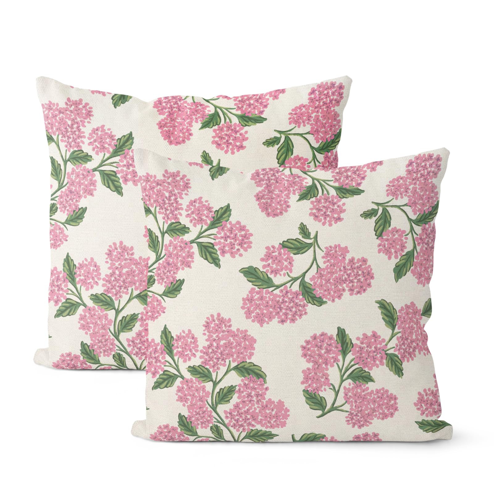 Preppy Pink Spring Pillow Covers 18x18 Inch 2 Pcs Green Hydrangea Flower Decor Throw Pillows Vint... | Amazon (US)