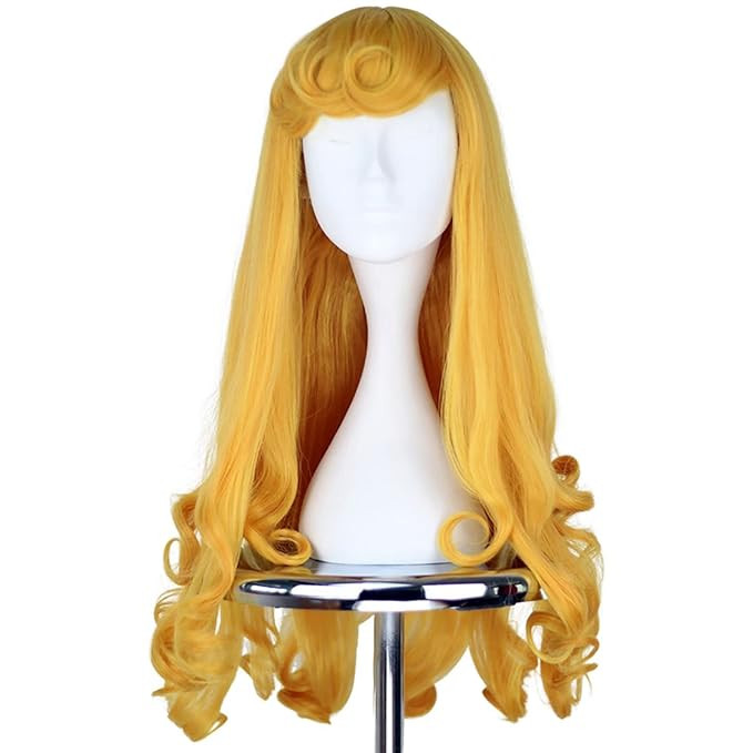 Yan Dream Princess Wig Golden Long Curly Wig Halloween Costume Anime Cosplay Party Wavy Wig with ... | Amazon (US)