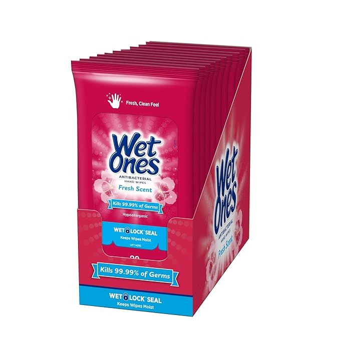 Wet Ones Antibacterial Hand Wipes, Fresh Scent, 20 Count (Pack of 10), Packaging May Vary | Amazon (US)