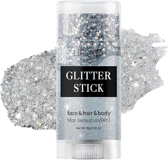 Silver Face and Body Glitter Stick,Holographic Neon Accessories Outfit Singer Concert Sparkling F... | Amazon (US)
