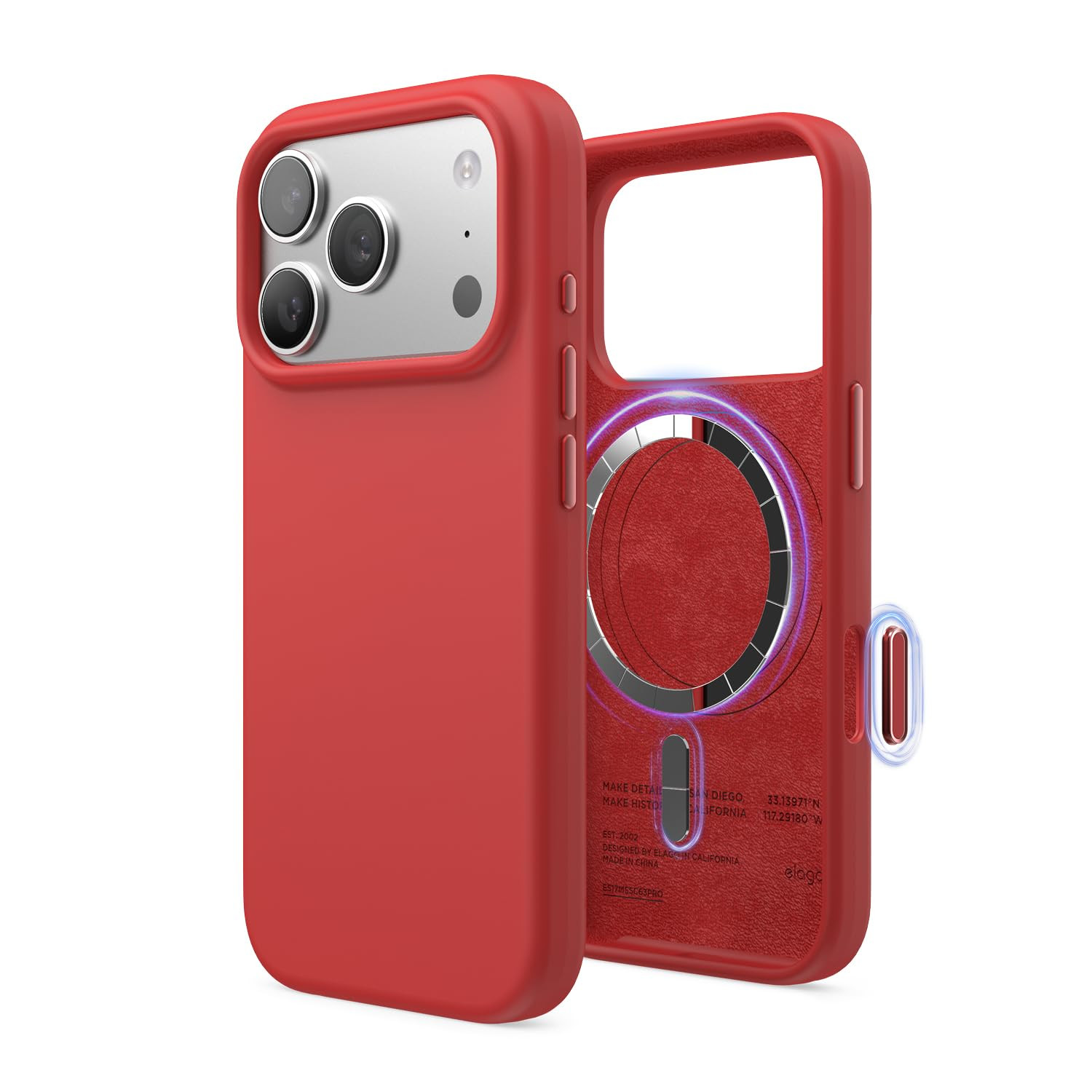 elago for iPhone 17 Pro Case, Premium Magnetic Silicone Case, Compatible with MagSafe, Liquid Silicone Material, Protective Cover, Shockproof, Slim Phone, 6.3 inch (Red) | Amazon (US)