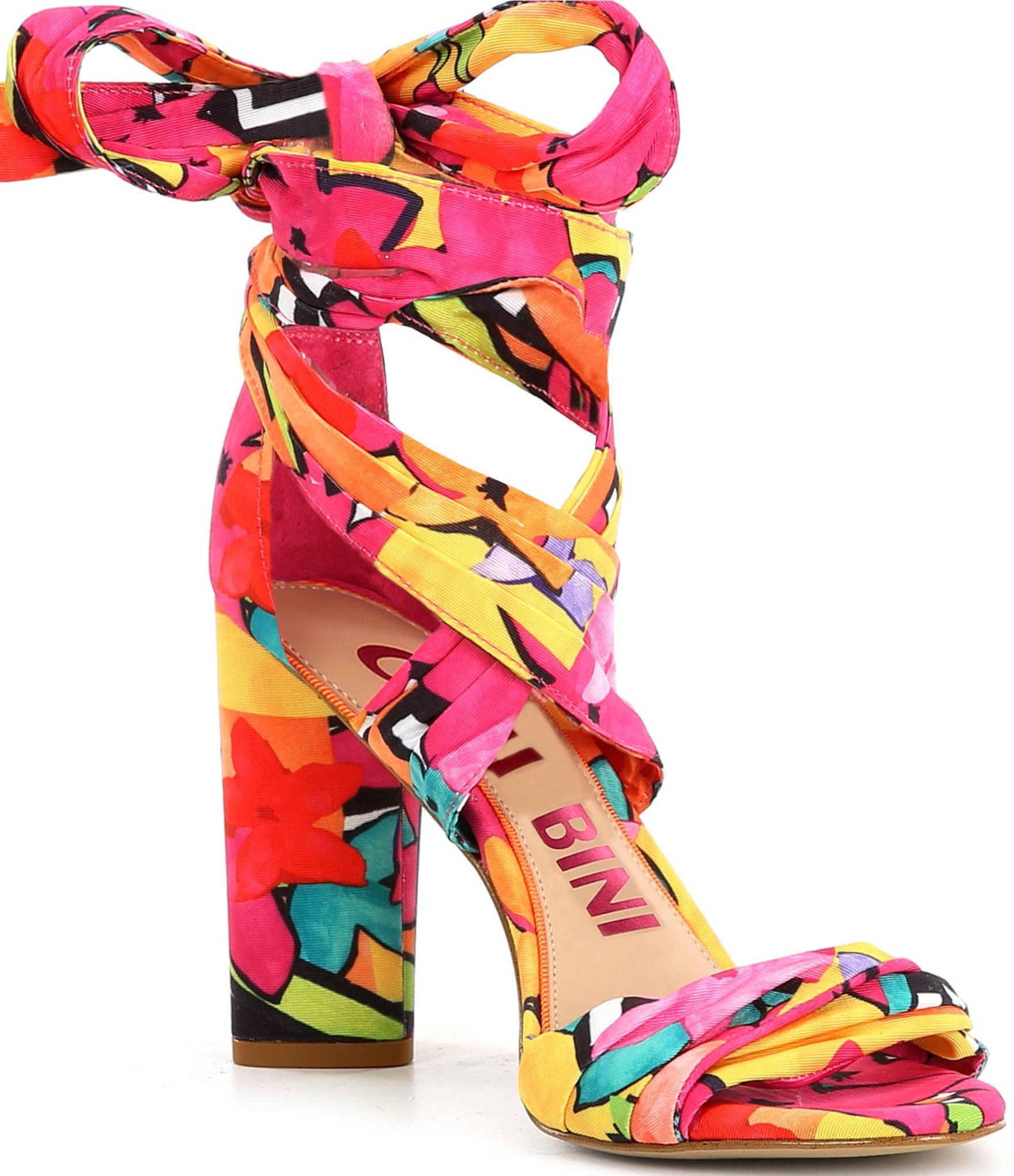 Gianni Bini Astraahh Floral Abstract Print Ankle Wrap Sandals | Dillard's | Dillard's