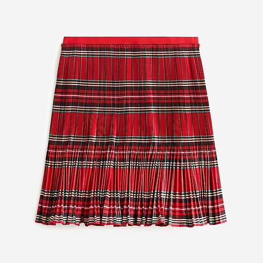 Pleated taffeta skirt in Good Tidings plaid | J. Crew US