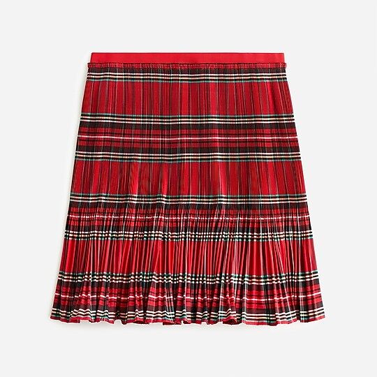 Pleated taffeta skirt in Good Tidings plaid | J.Crew US