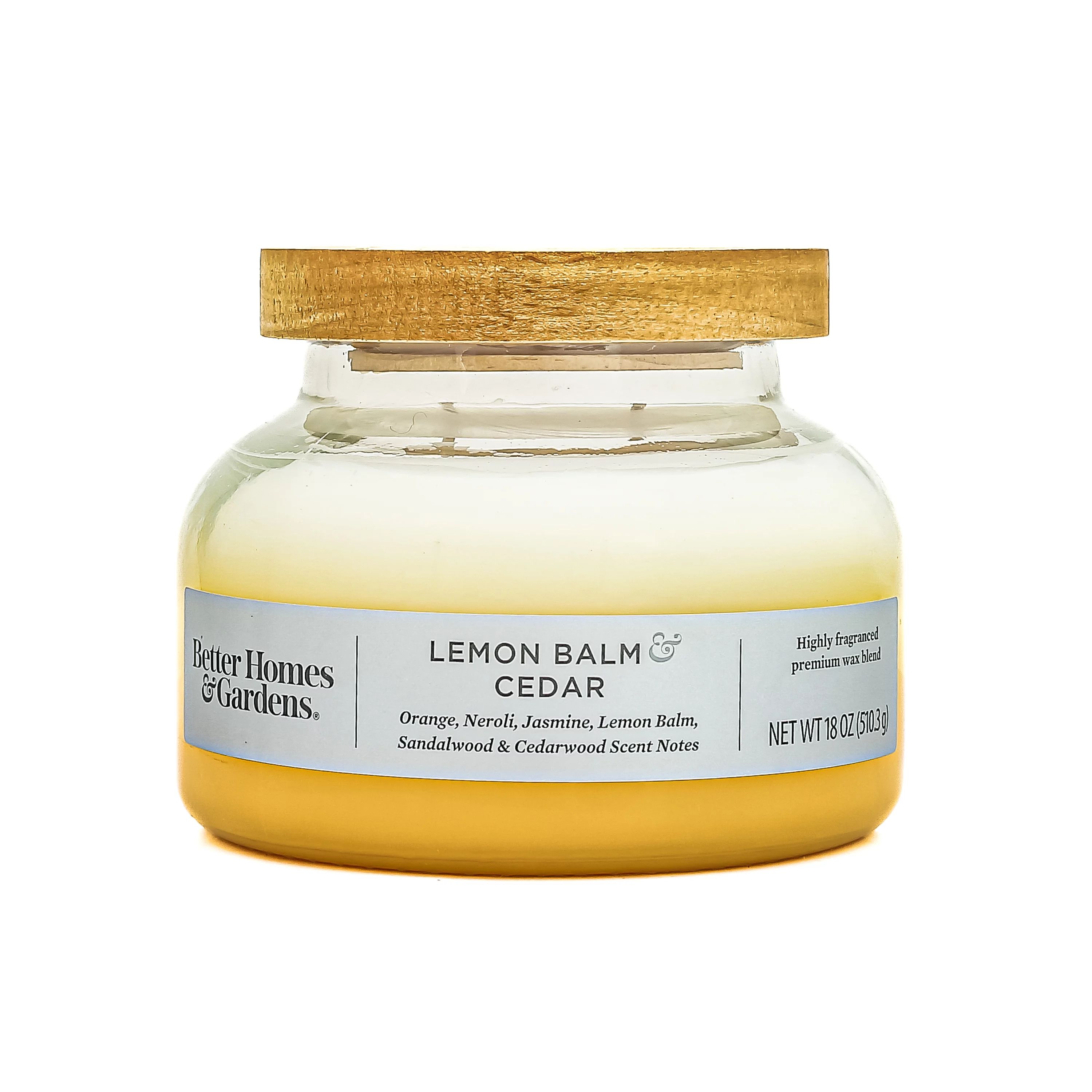 Better Homes & Gardens 18oz Lemon Balm & Cedar Scented 2-Wick Ombre Bell Jar Candle | Walmart (US)