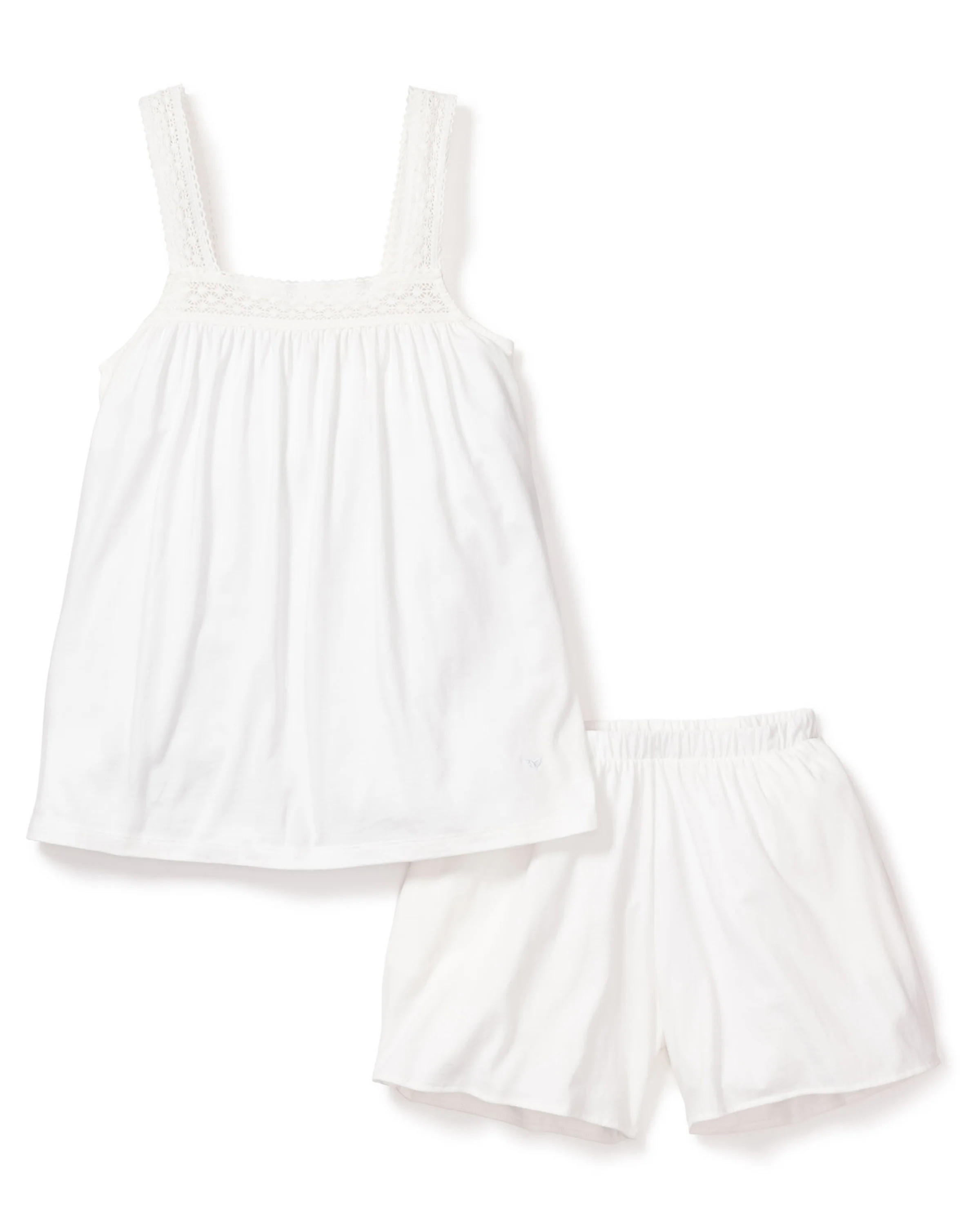 Women's Pima Camille Short Set in White | Petite Plume