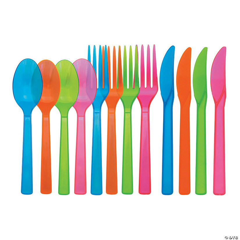Bulk  48 Pc. Neon Plastic Cutlery | Oriental Trading Company