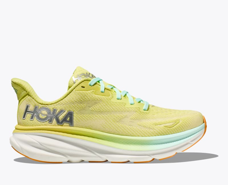 HOKA Women's Clifton 9 Shoes in Citrus Glow/Sunlit Ocean, Size 6 W | Hoka One US