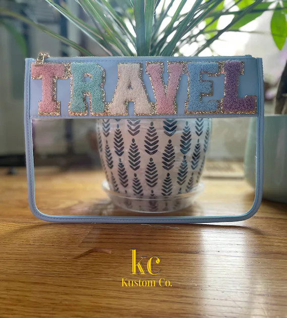 Clear Multipurpose Bag with Glitter Varsity Letters *Stadium Approved* | Etsy (US)