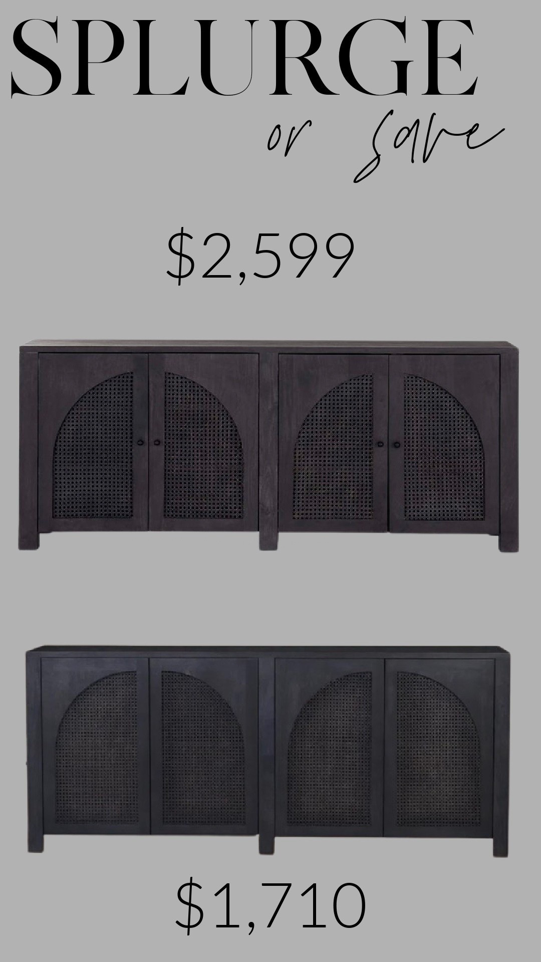 Splurge vs Save: Cane Cabinet Look for Less

That high-end, moody cane cabinet look… for way less. Same curved detail, same rich wood tone, same elevated feel—just without the splurge price tag.

If you’ve been eyeing the designer version, this is one of those swaps that gives you the exact same vibe for hundreds less.

#LTKHome #LTKSaleAlert