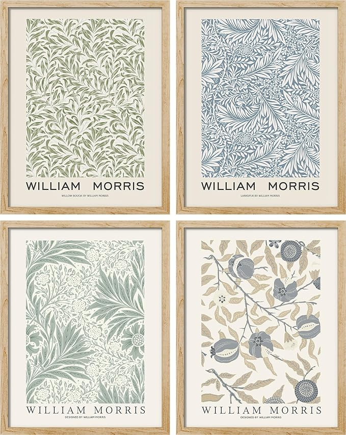 Framed Poster William Morris Blue & Green Floral Pattern Wilderness Nature Illustrations Fine Art Decorative Country/Farmhouse Vintage for Living Room, Bedroom, Office - 12"x16"x 4 Natural 

 #LTKHome