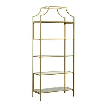 Better Homes & Gardens 71" Nola 5 Tier Etagere Bookcase, Gold Finish | Walmart (US)