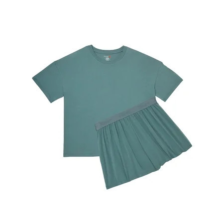 Hanes Comfywear Women's Pajama Set, Loungewear Top & Sleep Shorts Faded Sage Green/Faded Gr L | Walmart (US)