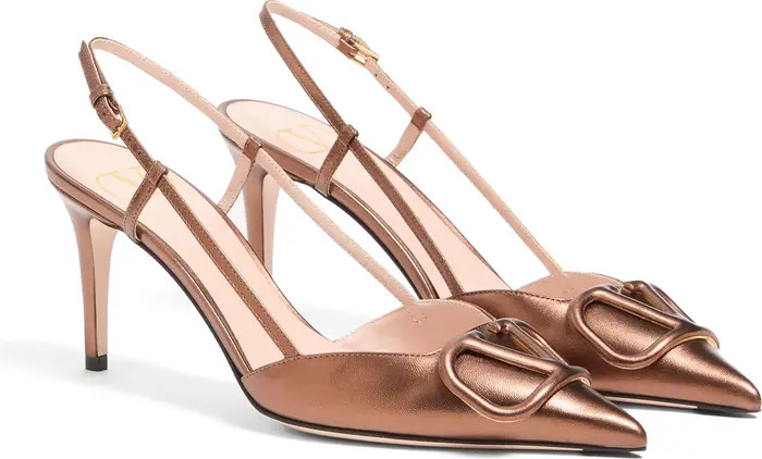 Valentino Garavani VLOGO Signature Metallic Slingback Pump (Women) | Nordstrom | Nordstrom