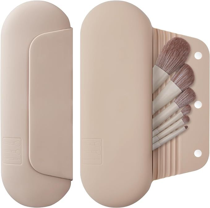 AGIKET HJYLMM Silicone Makeup Brush Holder Travel Cosmetic Bag：Soft Portable Cosmetic Face Brus... | Amazon (US)