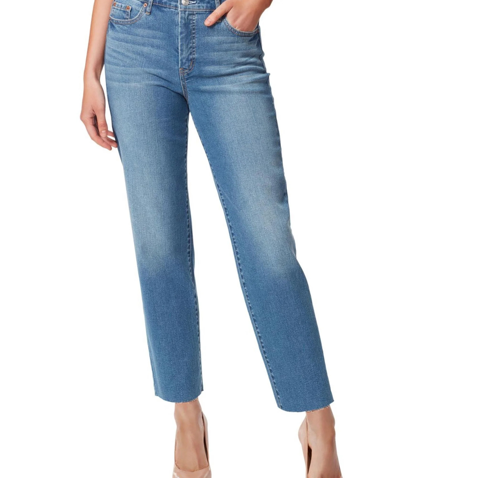 Jessica Simpson Womens Spotlight Raw Hem Straight Leg Jeans, Blue, 27 | Walmart (US)