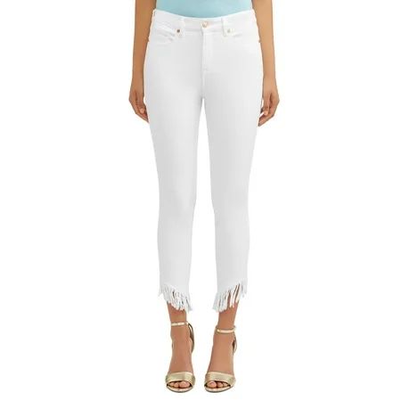 Sofia Jeans by Sofia Vergara - Rosa Curvy High Waist Fringed Hem Ankle Jean Women's (White) - Wal... | Walmart (US)