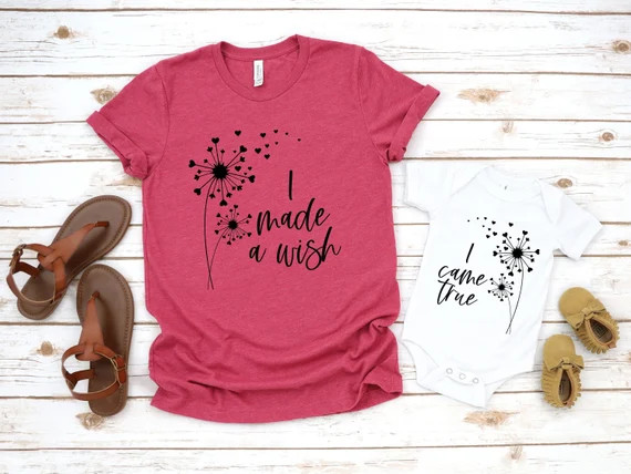 Mommy and Me outfits- Mommy and Baby matching shirt-I made a wish I came true Wishes Shirt-New Mo... | Etsy (US)