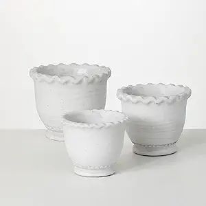 Sullivans White Scalloped Edge Pot Set, Faux Flower Pots, Decorative Home Accessories, Kitchen & ... | Amazon (US)