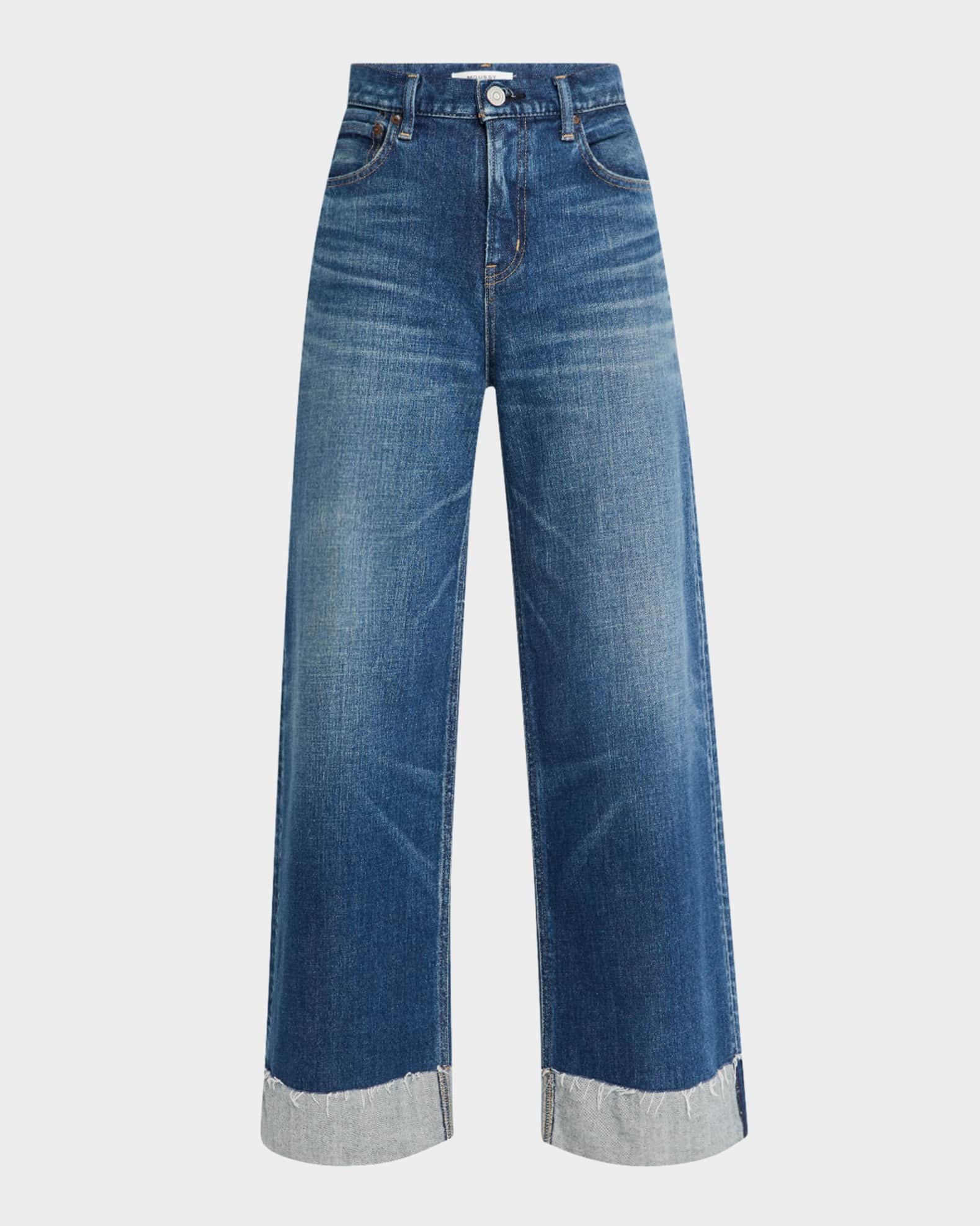 Levittown Wide-Leg Cuffed Jeans | Neiman Marcus