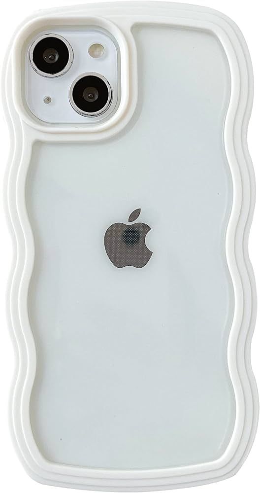 Caseative Cute Curly Wave Frame Shape Shockproof Soft Compatible with iPhone Case (White,iPhone 13 P | Amazon (US)