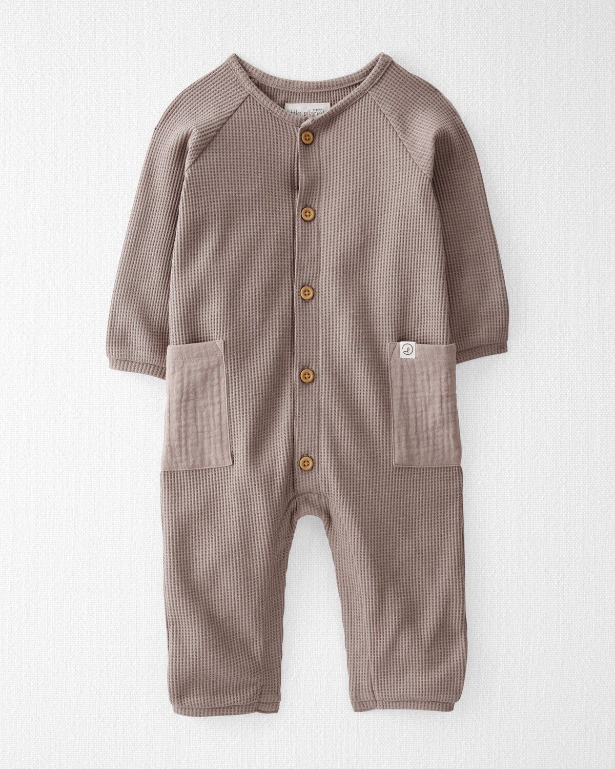 Baby Organic Cotton Waffle Knit Button-Down Jumpsuit - Little Planet | Carter's | Carter's Inc