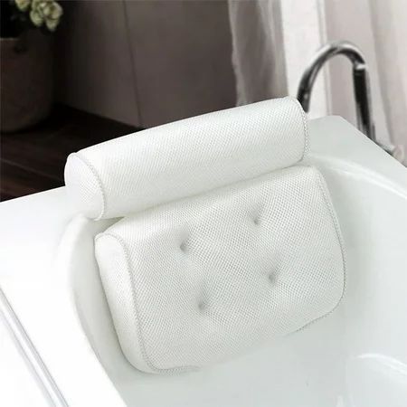 Comfortable 3D Breathable Mesh Spa Bath Pillow with Suction Cups Neck & Back Support | Walmart (US)