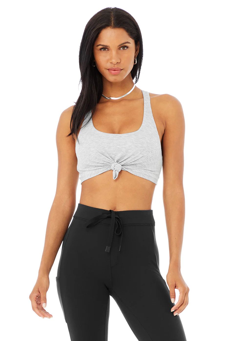 Knot Bra Tank Top in Athletic Heather Grey, Size: XS | Alo YogaÂ® | Alo Yoga