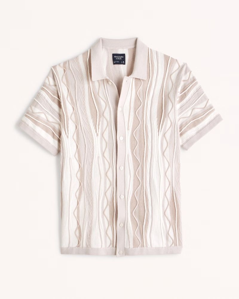 Jacquard Stripe Button-Through Sweater Polo | Abercrombie & Fitch (US)