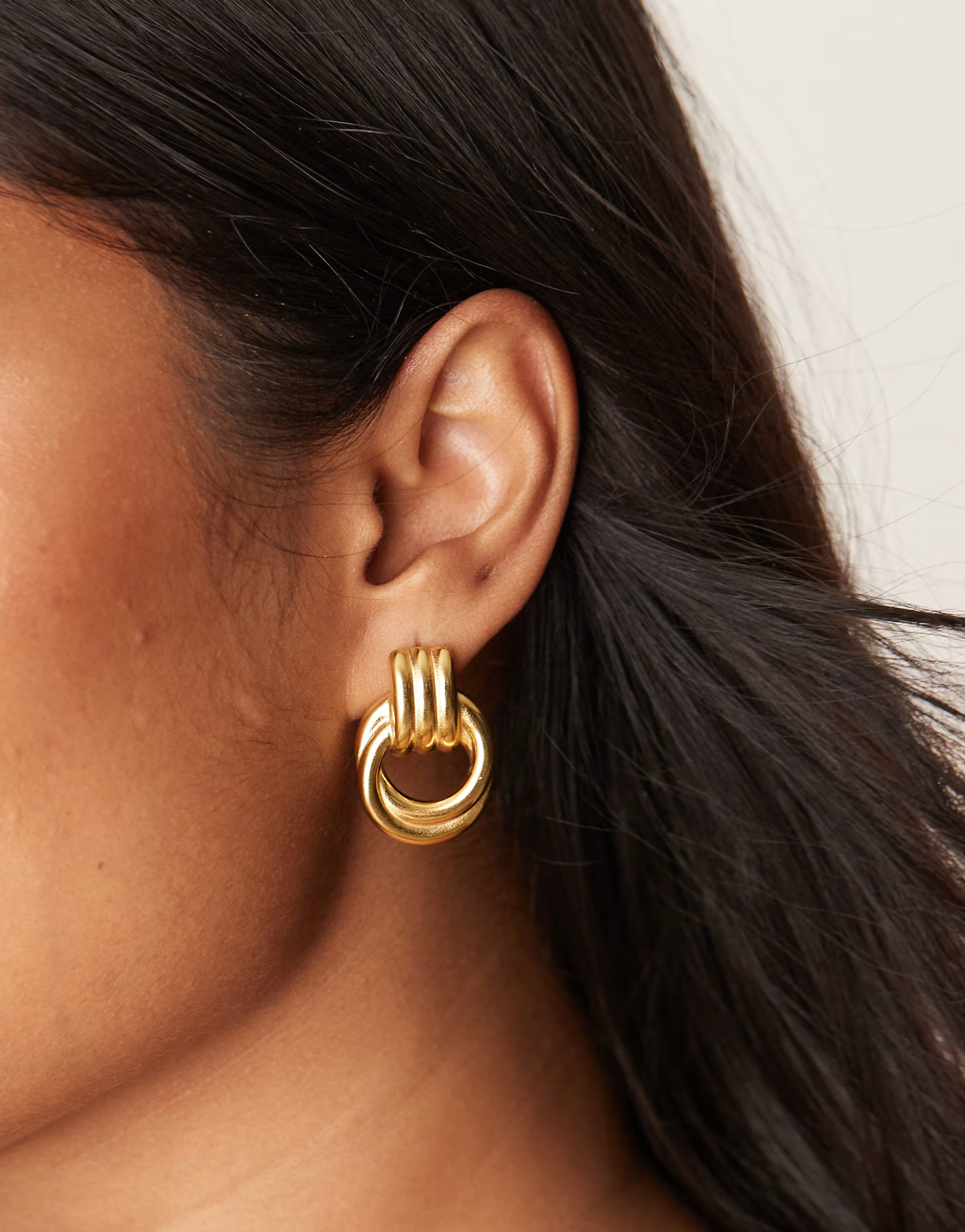 Lost Souls statement doorknocker stud earrings in 18ct gold plated stainless steel | ASOS (Global)