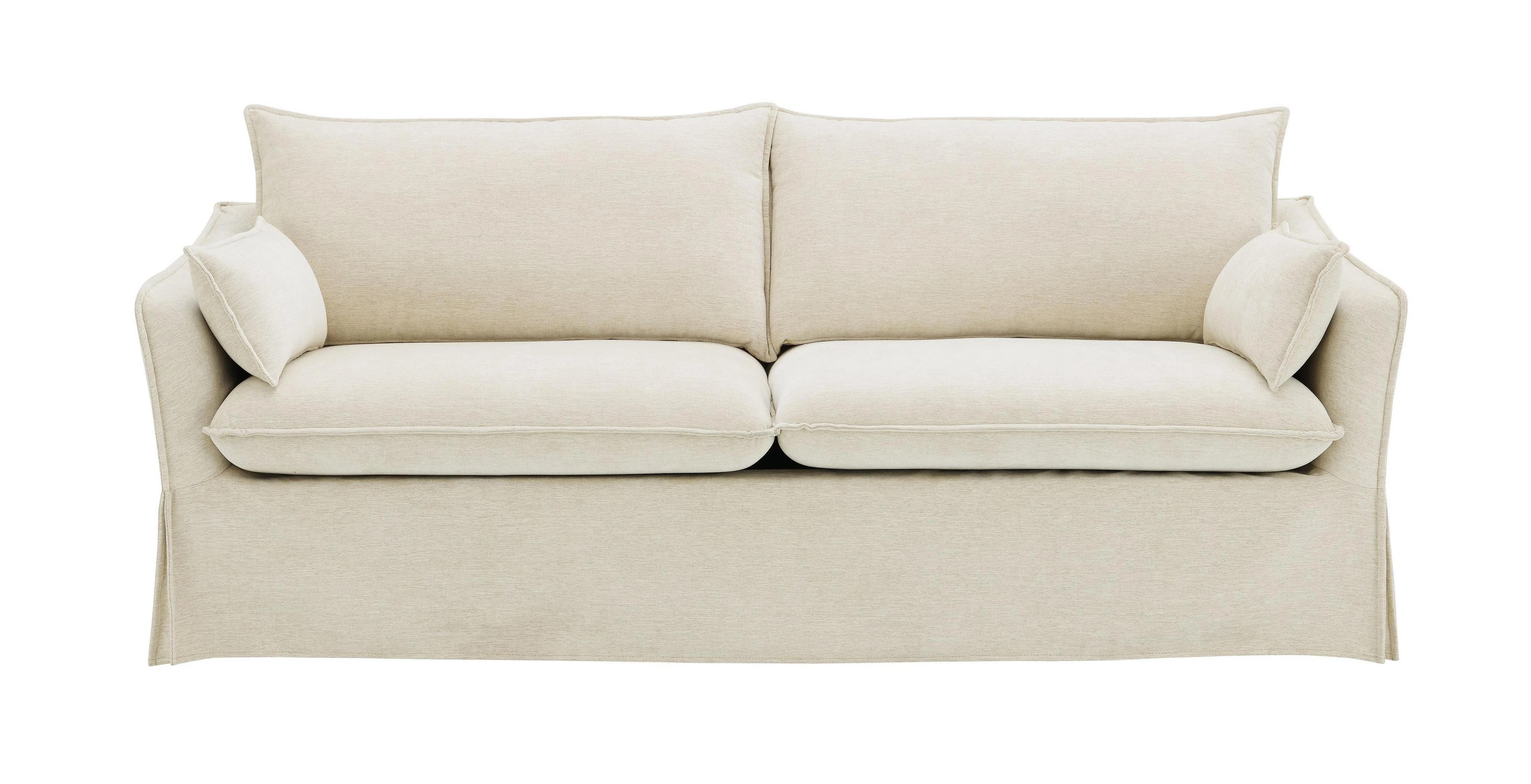 Shane Beige Linen Sofa W/2 Accent Pillows, removable cushions, Upholstered | Wayfair North America