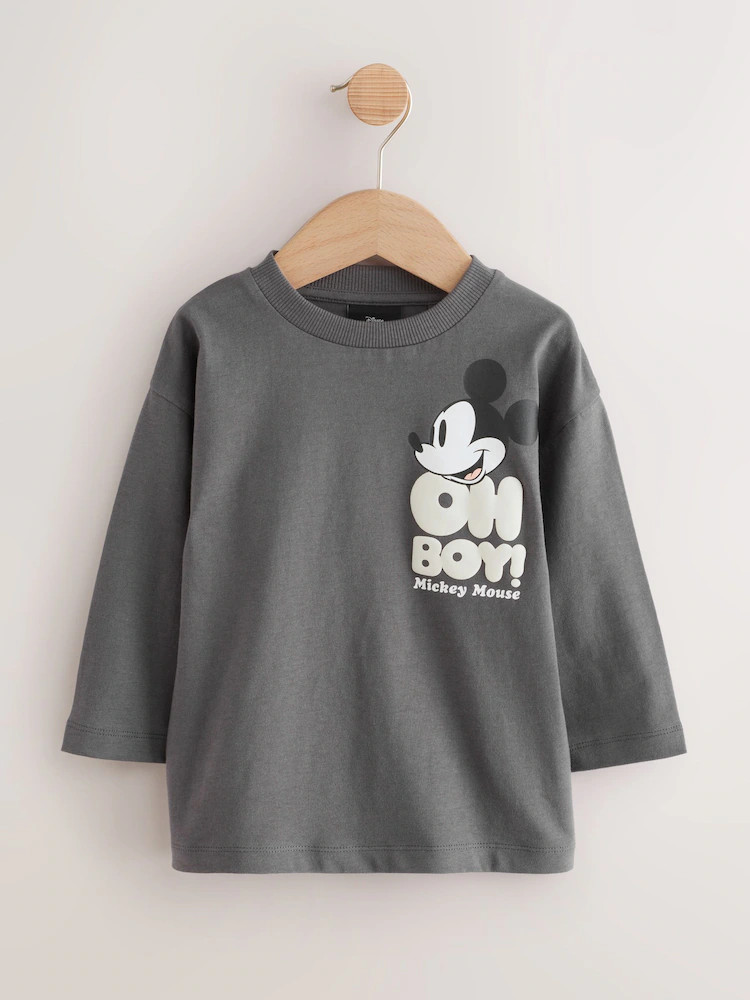 Charcoal Grey Mickey Mouse Long Sleeve T-Shirt (3mths-8yrs) | Next US