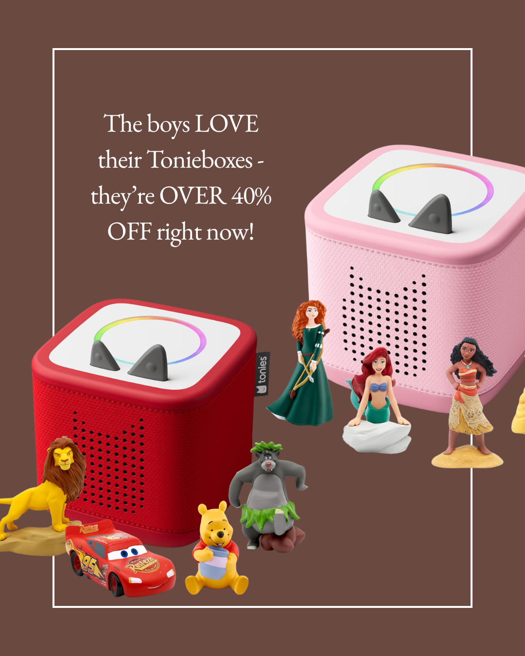The boys LOVE their Tonieboxes and they are OVER 40% off right now for Amazon Big Deal Days! Screen free stories and songs they can run all by themselves. The Disney bundles make the perfect Christmas gift. 

 #amazonbigdealdays #bigdealdays #primebigdealdays #amazondeals #toniebox #tonies #screenfree #kidsgifts #giftsforkids #toddlergifts #christmasgifts #disneybundle #momlife #playroom #salealert #founditonamazon #LTKSaleAlert