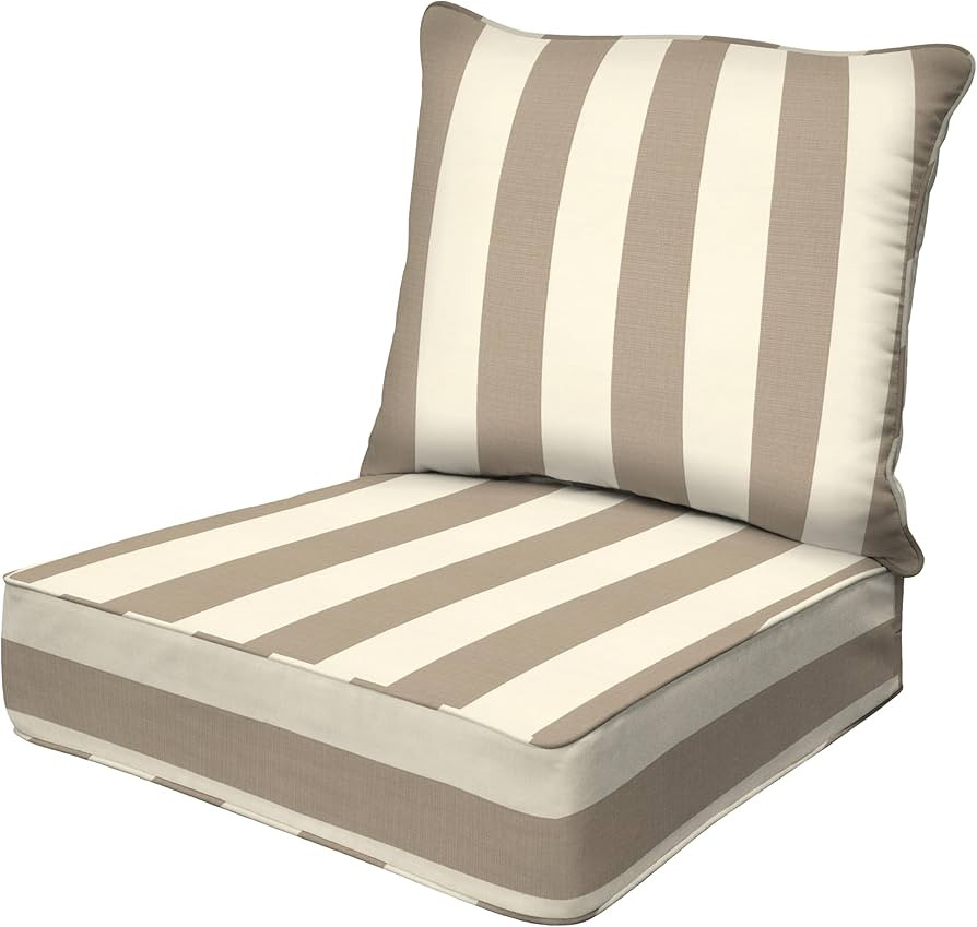 Honeycomb Outdoor Deep Seat, 24 x 23, Cabana Stripe Tan Chair Cushion for Patio Furniture | Amazon (US)