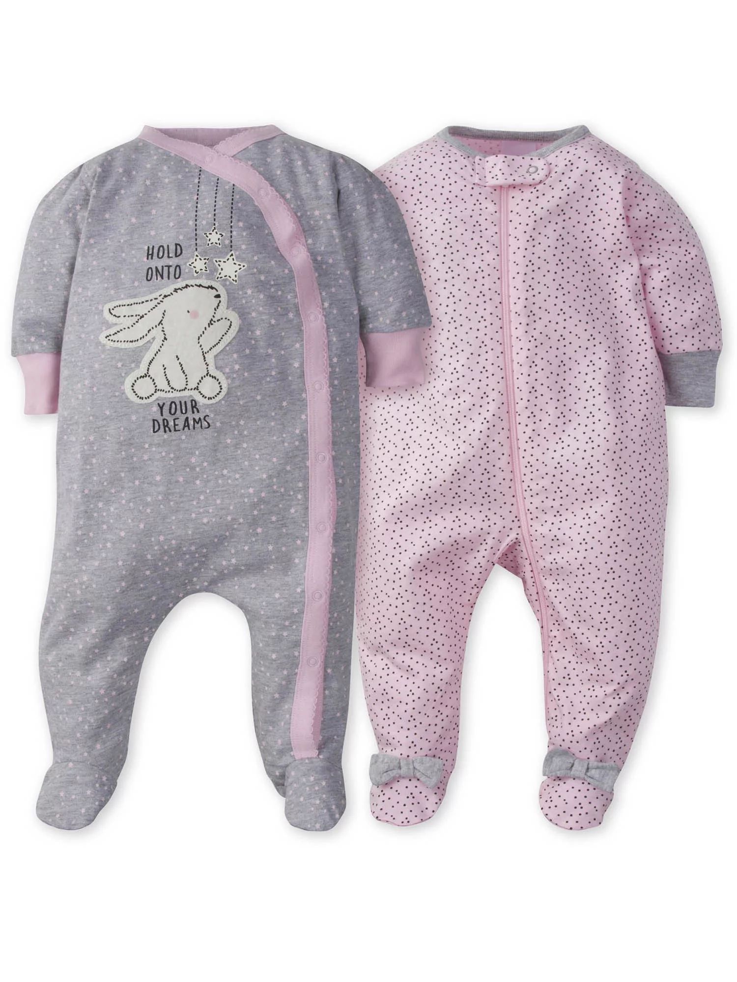 Gerber Baby Girl Sleep 'N Play Footed Pajamas, 2-Pack | Walmart (US)