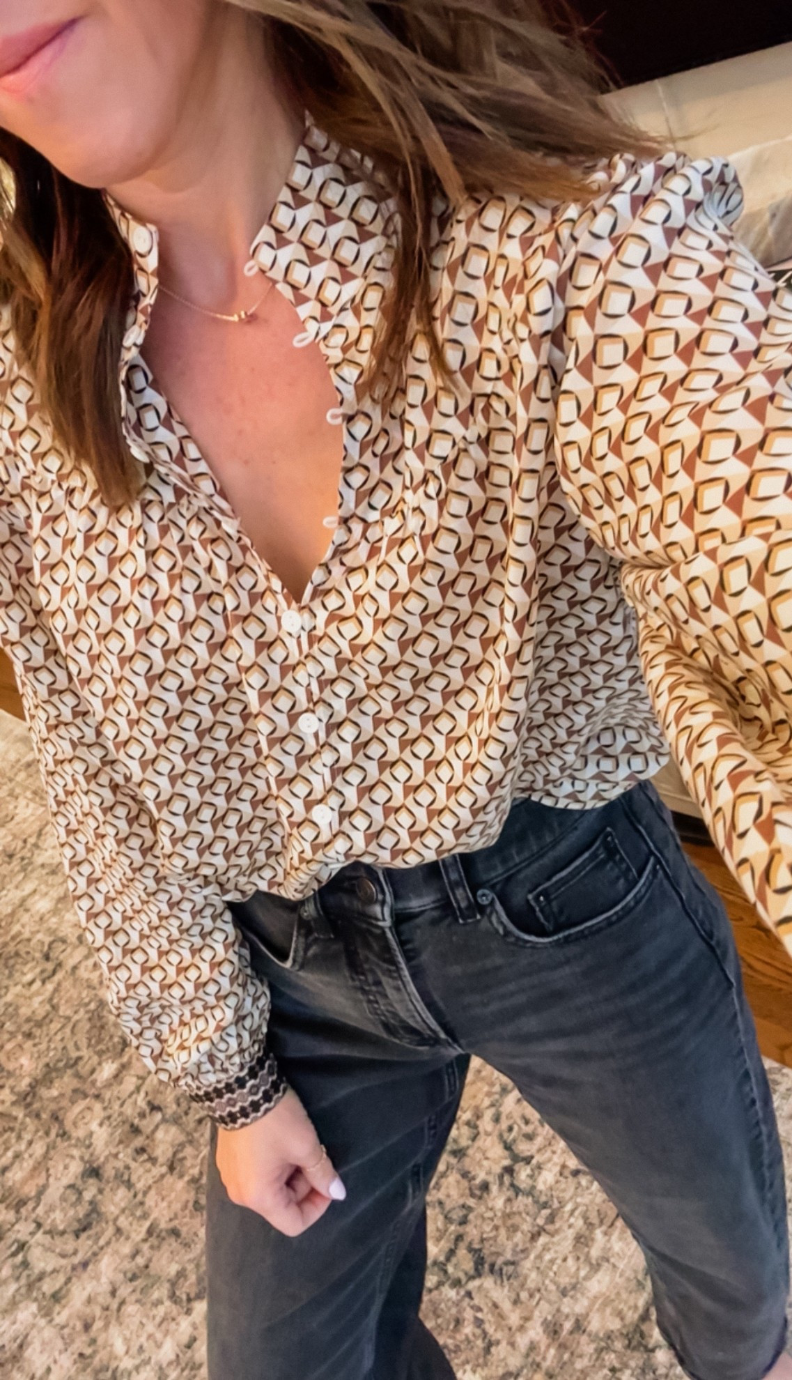 A classic neutral mix. 
XS blouse
Jeans tts in regular length. XS 

#LTKootd #LTKSeasonal