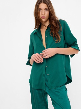 Satin Boyfriend Shirt | Gap (US)