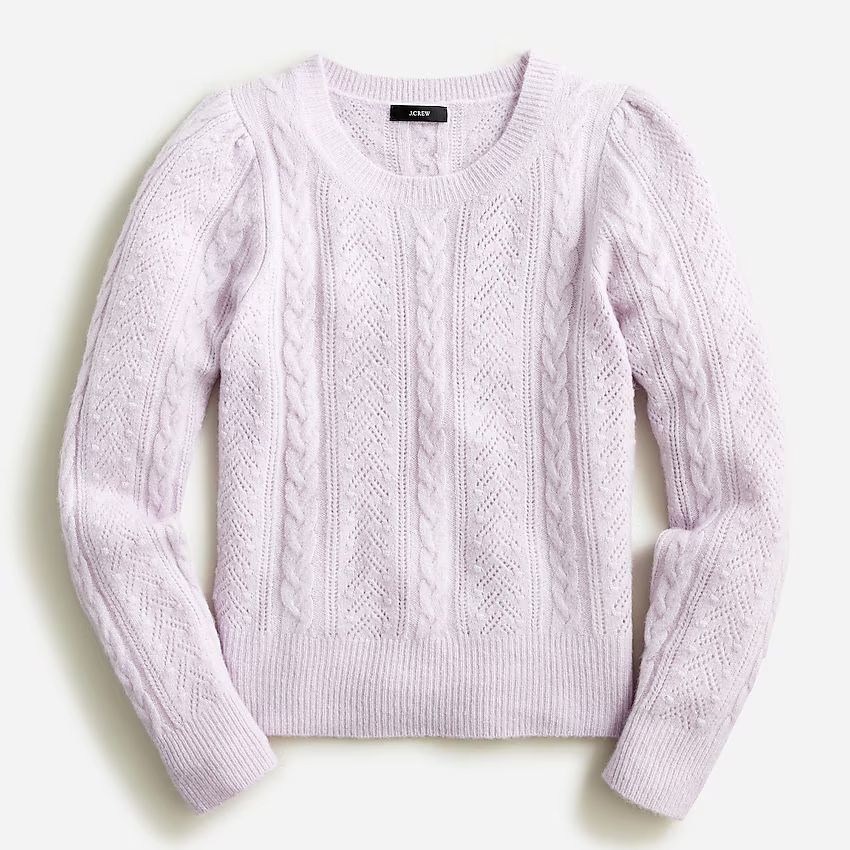 Pointelle cable-knit crewneck sweater | J.Crew US