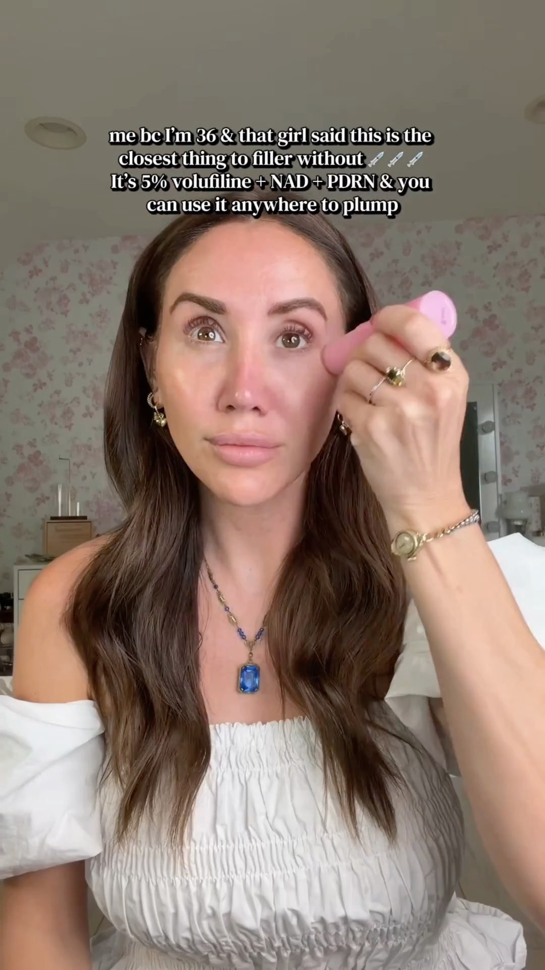a volumizing balm stick for the look of under eye hollows, fine lines, and smile lines. swipe it on under eyes, smile lines, forehead, lips, or neck — melts in, plumps and smooths the look of wrinkles, adds a dewy glow. an all in one anti aging multi balm stick for mature skin.

#skincare #antiaging #undereyecare #kbeauty #volufilinemedicube pdrn pink collagen volume multi balm stick, volumizing balm for the look of under eye hollows and fine lines, all in one anti aging multi balm for under eyes smile lines forehead and neck, plumping collagen stick with pdrn nad and volufiline, multi balm stick that smooths the look of wrinkles for mature skin, dewy glow balm stick for hollow tired looking under eyes 

 #LTKBeauty