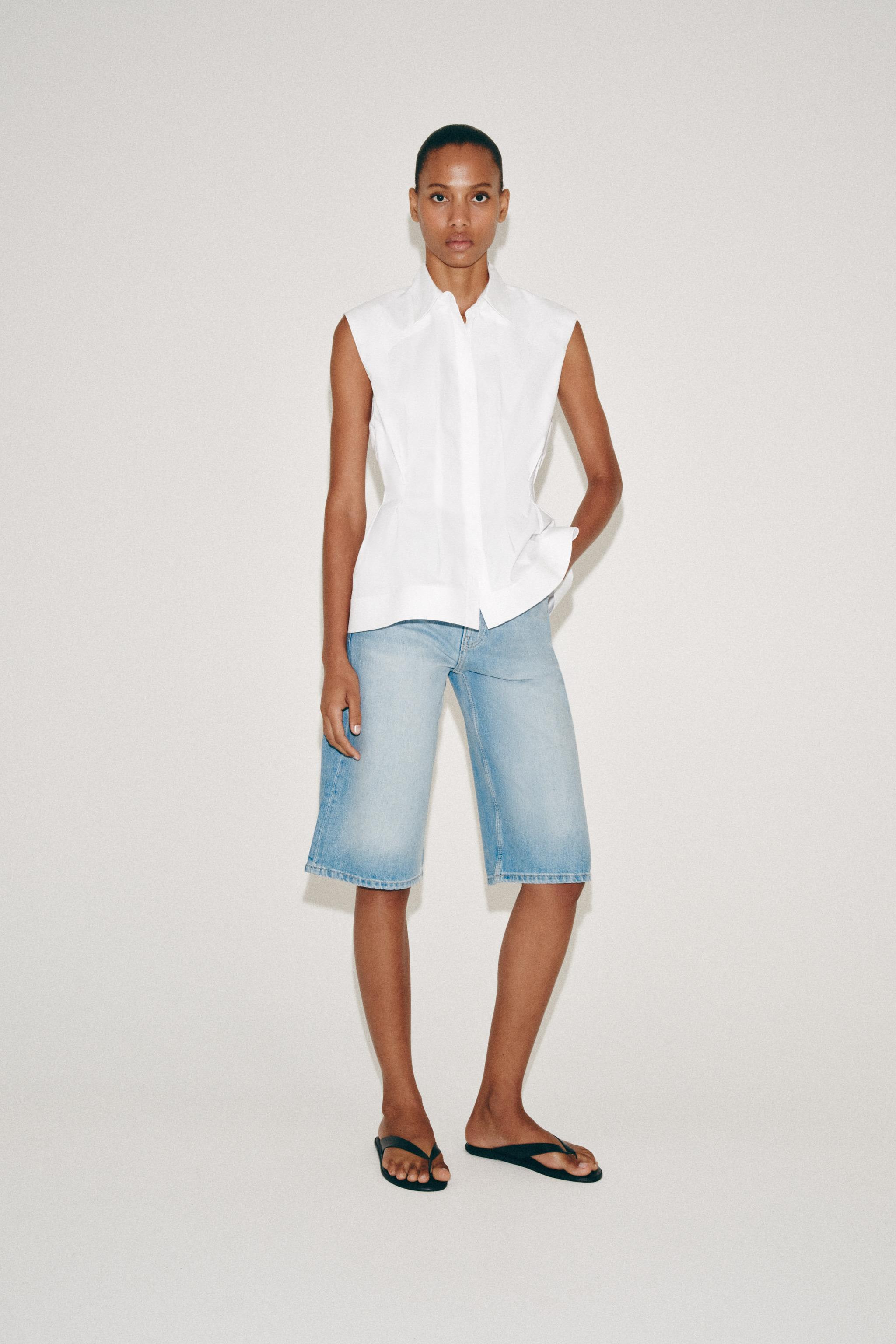 PLEATED SLEEVELESS SHIRT ZW COLLECTION | Zara US