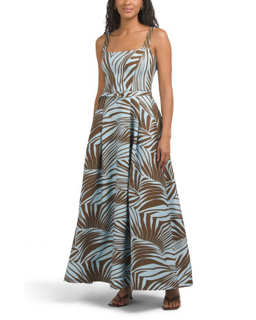 Linen Blend Tilly Maxi Ball Dress With Belt | TJ Maxx