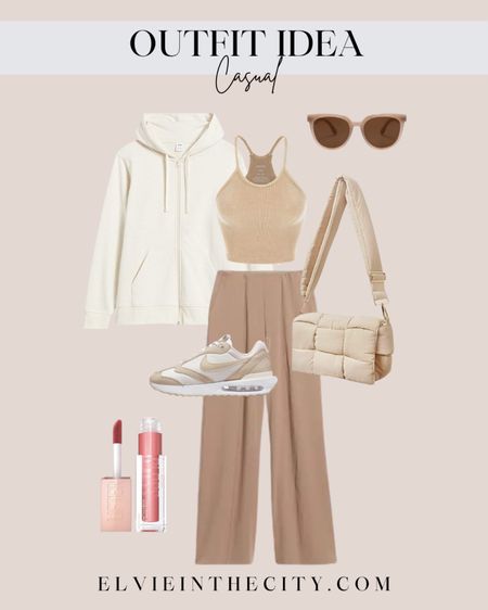 Outfit idea - casual

Tank - bralette - white Hoodie - wide leg pants - neutral style - puffer bag - crossbody bag - sunglasses - Nike sneakers - casual shoes - lipgloss 

#LTKshoecrush #LTKunder50 #LTKstyletip