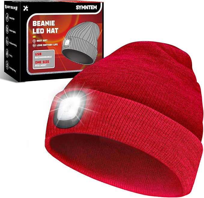 Unisex Beanie Hat with Light, Rechargeable Headlight Cap, Stocking Stuffers for Men, Cool Gadget ... | Amazon (US)