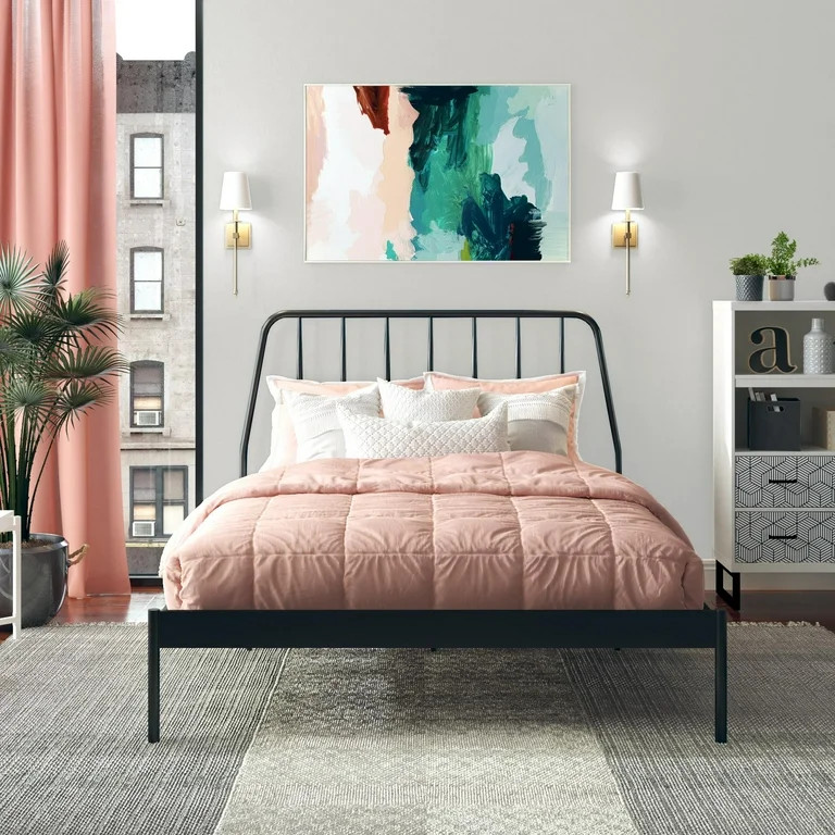 CosmoLiving Anastasia Metal Bed, Queen Size Frame, Black | Walmart (US)